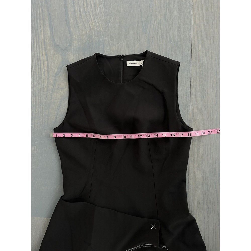 Simkhai $1215 Asymmetrical Hem Sleeveless Dress Contrast Stitching 12 - Picture 8 of 13